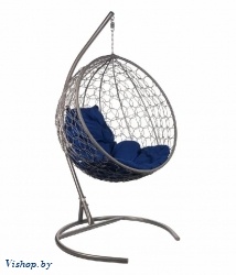 подвесное кресло круглое серый подушка синий на Vishop.by 