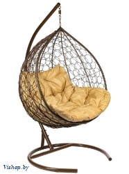 двухместное подвесное кресло double коричневый подушка бежевый на Vishop.by 
