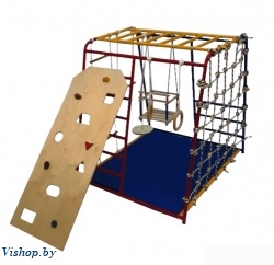 Детский игровой комплекс Вертикаль "Веселый малыш" в комплекте со скалодромом