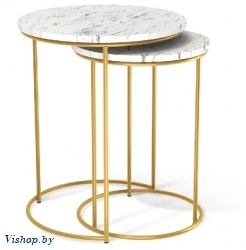 стол журнальный sht-ct7 мрамор каррара белый золото на Vishop.by 
