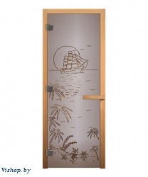 Дверь стеклянная Сатин Матовая Лагуна 1900х700мм (8мм) правая