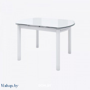 римс стол раздвижной  со стеклом, белый на Vishop.by 