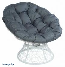 Кресло Papasan с пружиной белый, цвет подушки серый