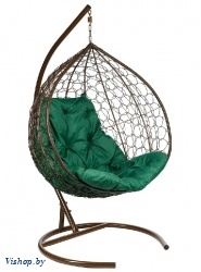 двухместное подвесное кресло double коричневый подушка зеленый на Vishop.by 