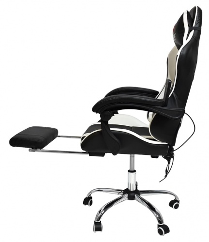 Вибромассажное кресло Calviano AVANTI ULTIMATO black white black с подножкой 