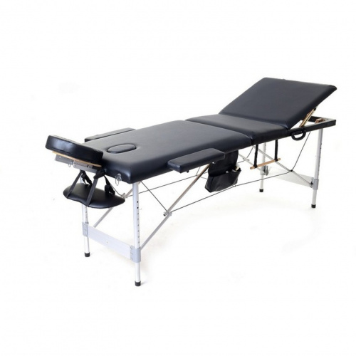 Складной 3-х секционный алюминиевый массажный стол RS BodyFit черный 70 см