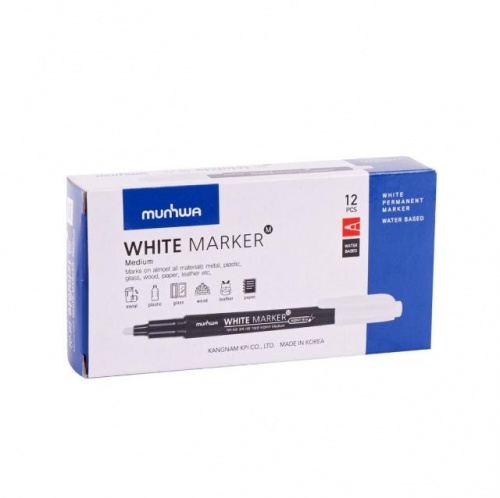 Маркер промышл. перманентный фетровый белый MUNHWA (толщ. линии 2.0 -4.0 мм. Цвет белый) (WPMM-05)