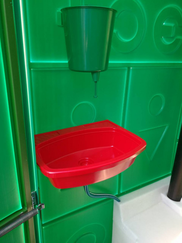 Туалетная кабина "ЭкоСтайл-Ecorg" с раковиной, рукомойником 3л и зеркалом (бак с сидением)
