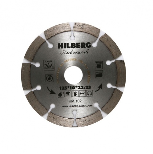Алмазный круг 125х22,23 мм по ж/бетону Hard Materials HILBERG (Лазерная сварка. Обрабатываемый материал:кирпич, керамогранит, армированный бетон, бето (HM102)