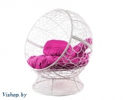 Кресло садовое M-Group Апельсин 11520108 белый ротанг розовая подушка