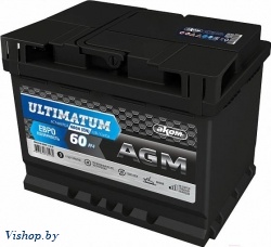 Автомобильный аккумулятор AKOM Ultimatum AGM Евро / 6СТ-60VRLA (60 А/ч)