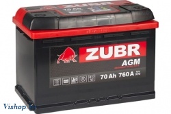 Автомобильный аккумулятор Zubr AGM R+ (70 А/ч)