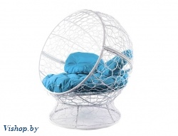 Кресло садовое M-Group Апельсин 11520103 белый ротанг голубая подушка