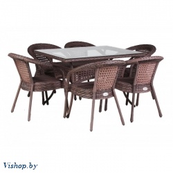 Комплект мебели Deco 6 с прямоугольным столом шоколад