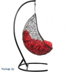 Подвесное кресло Овальное черный подушка красный на Vishop.by 