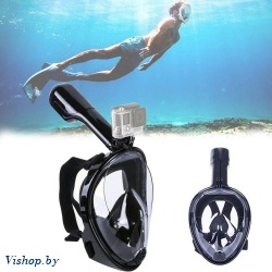 Маска для плавания и снорклинга с креплением для экшн-камеры, черная, L,XL