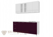 кухонный гарнитур sv-мебель волна (1,8 м) 720 белый глянец/баклажан/корпус белый на Vishop.by 