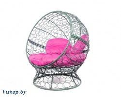 Кресло садовое M-Group Апельсин  11520308 серый ротанг розовая подушка