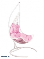 Подвесное кресло Полумесяц белый подушка розовый на Vishop.by 