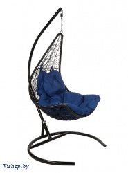 Подвесное кресло Полумесяц черный подушка синий на Vishop.by 