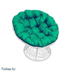 Кресло Papasan белый, цвет подушки зеленый