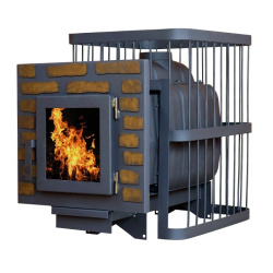 Печь банная КомфортПром Чугун 26 дверь стекло декор от Vishop.by 