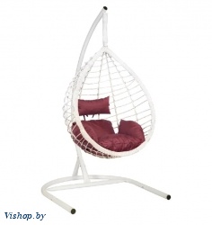 Подвесное кресло Скай 04 белый подушка бордовый на Vishop.by 