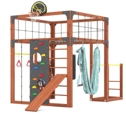 Детская площадка для дачи Савушка КУБ-1 Махагон с гамаком