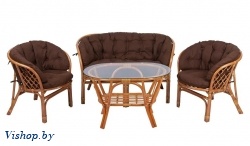 ind комплект багама с диваном овальный стол коньяк подушка коричневая на Vishop.by 