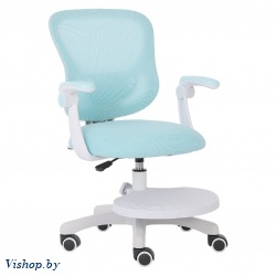 кресло с регулировкой высоты calviano comfy голубое с подножкой на Vishop.by 