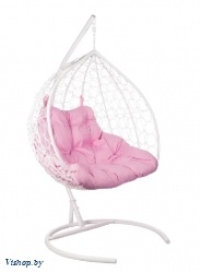 Двухместное подвесное кресло Double белый подушка розовый на Vishop.by 