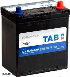 Автомобильный аккумулятор TAB Polar S Asia 45 JR тонкие клеммы + адаптер / 246845 (45 А/ч)