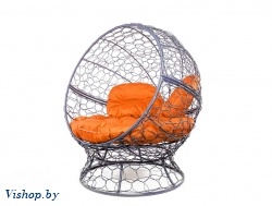 Кресло садовое M-Group Апельсин 11520307 серый ротанг оранжевая подушка