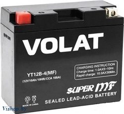 Мотоаккумулятор VOLAT YT12B-4 MF L+ (10 А/ч)