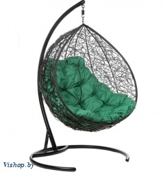 Двухместное подвесное кресло Double черный подушка зеленый на Vishop.by 