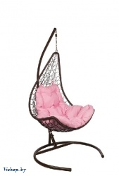 Подвесное кресло Полумесяц коричневый подушка розовый на Vishop.by 