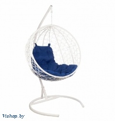 Подвесное кресло Круглое белый подушка синий на Vishop.by 