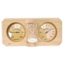 Термогигрометр EVEREST c часами кедр (TG-07 gold)
