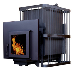 Печь банная КомфортПром Чугун закрытая 20 дверь со стеклом от Vishop.by 