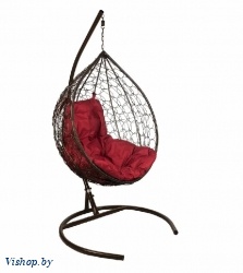 Подвесное кресло Капля коричневый подушка бордовый на Vishop.by 