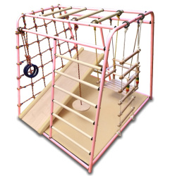 Детский игровой комплекс Вертикаль Веселый Малыш MAXI розовый горка мягкий бортик