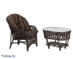 ind комплект черчиль кресло и овальный столик темно-коричневый темная подушка на Vishop.by 