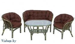 ind комплект багама с диваном овальный стол олива подушка коричневая на Vishop.by 