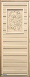 Дверь для бани деревянная, глухая с рисунком 1900х700мм