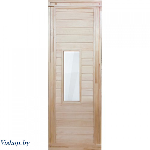 Дверь для бани деревянная 1700х700мм со стеклом