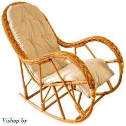 Кресло-качалка из натуральной лозы КК 4/3 с подушкой на Vishop.by 