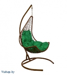 Подвесное кресло Полумесяц коричневый подушка зеленый на Vishop.by 