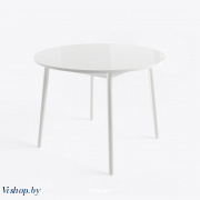 раунд стол круглый раздвижной со стеклом белый на Vishop.by 