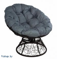 Кресло Papasan с пружиной коричневый, цвет подушки серый
