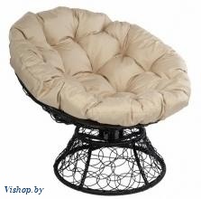 Кресло Papasan с пружиной черный, цвет подушки бежевый